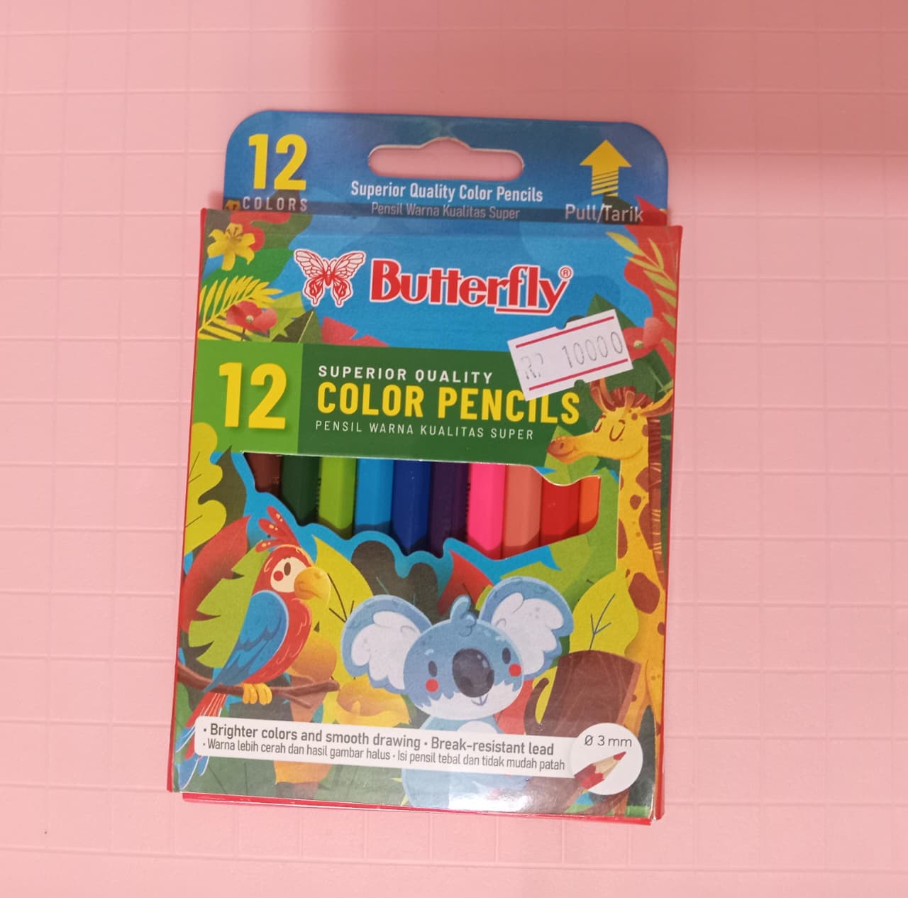Pensil 12 Warna Pendek Butterfly Set Anak Anak